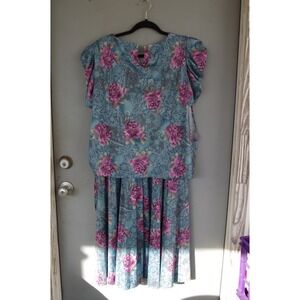 Vintage 80s does 20s Drop Waist AOP Floral EUC USA Flapper Secretary Victorian M